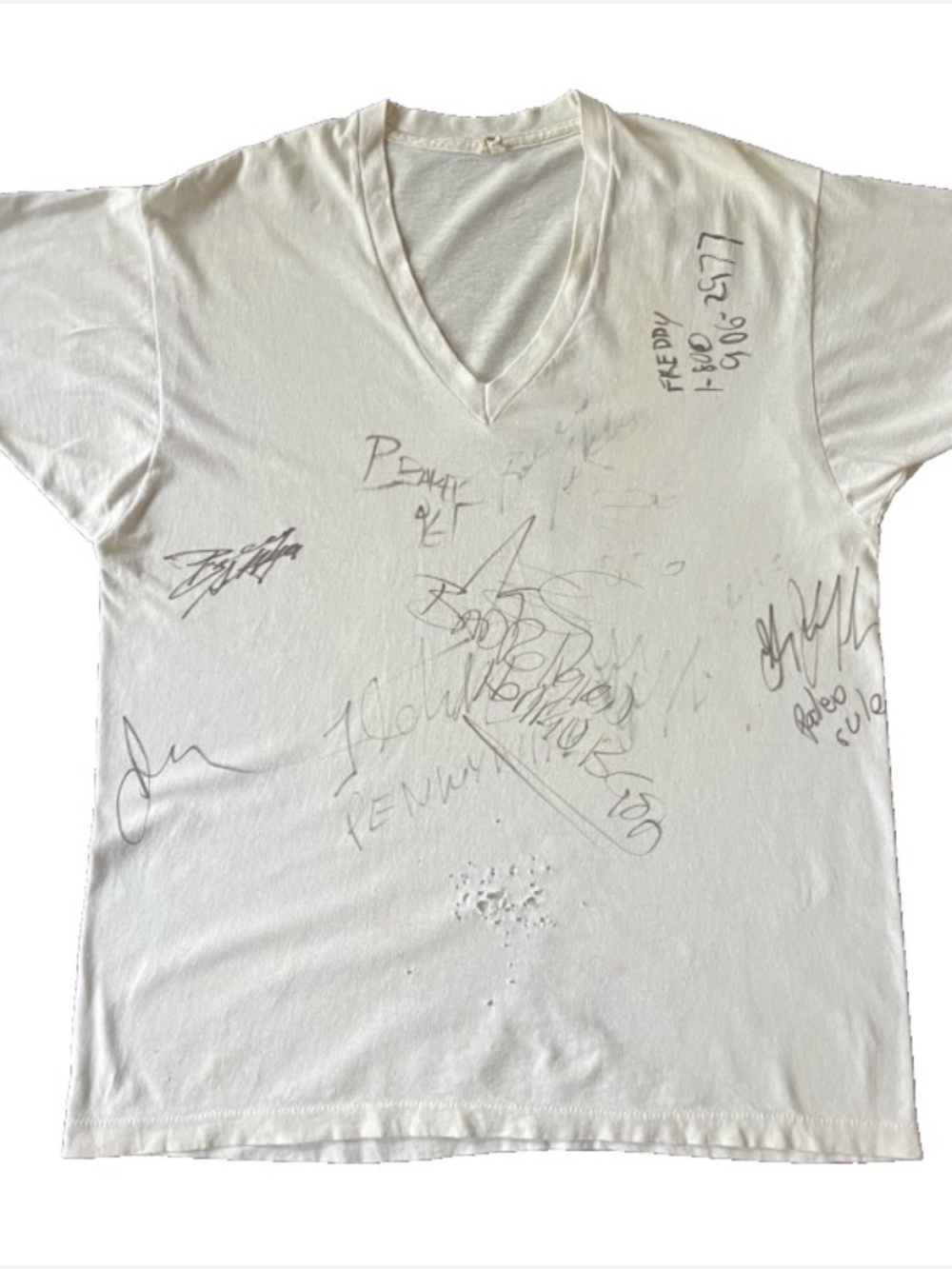 Vintage 60s 70s Distressed Tee w/Autographs Pat Methany & Band Punk Jazz L XL
